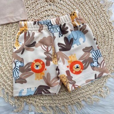 Conj. Camiseta Girafa e Bermuda Safari - Areia